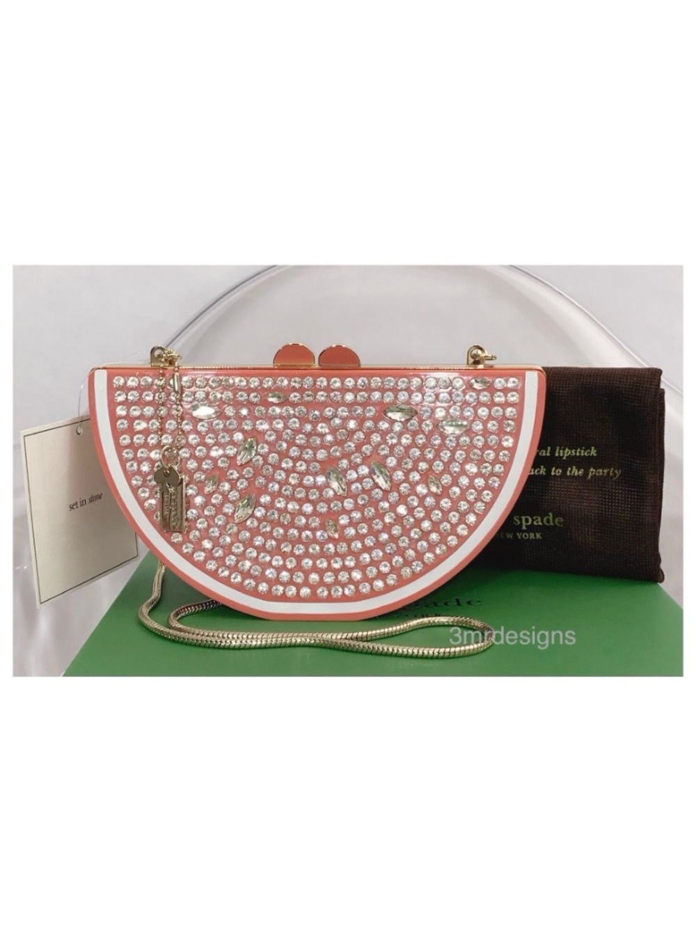 NWT Kate Spade ♠️ FLIGHTS OF FANCY Jeweled Grapefruit Glass Stone Shoulder Bag